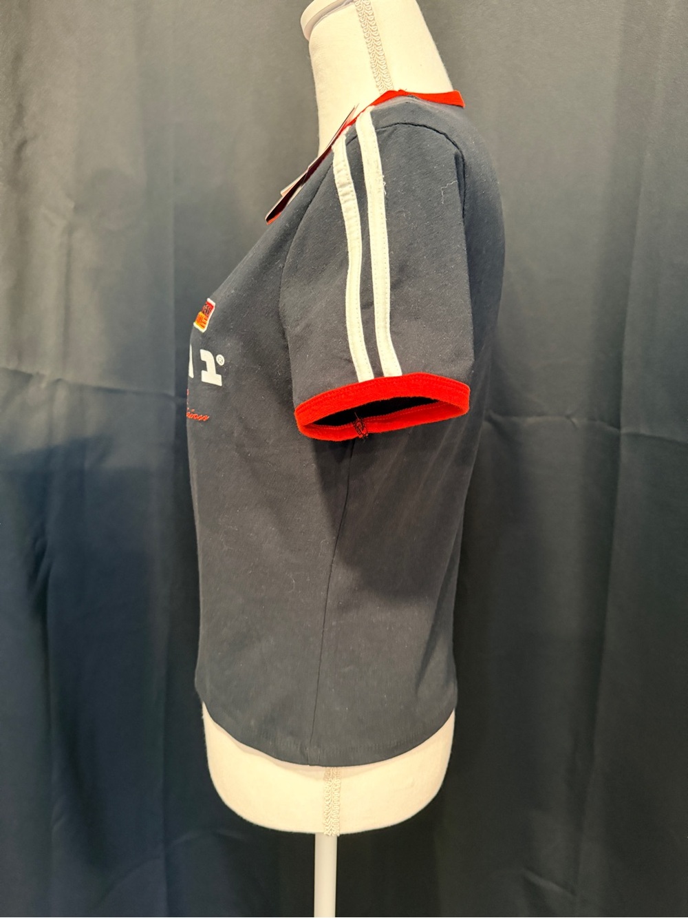 Hybrid Apparel Black Tee with Red Trim and White F1 Logo - Picture 2 of 6